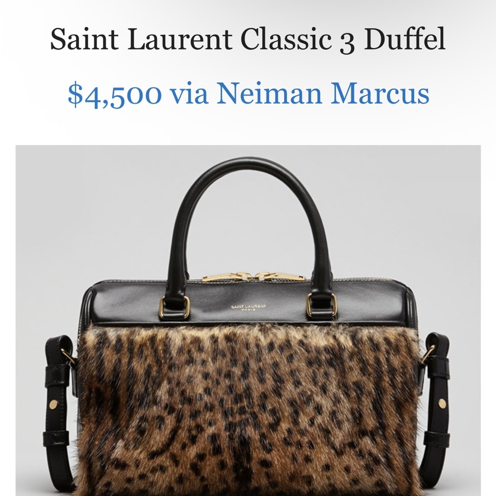 Saint Laurent Black Baby Duffle Bag with Fur - Estimated 2013 Fall Collection